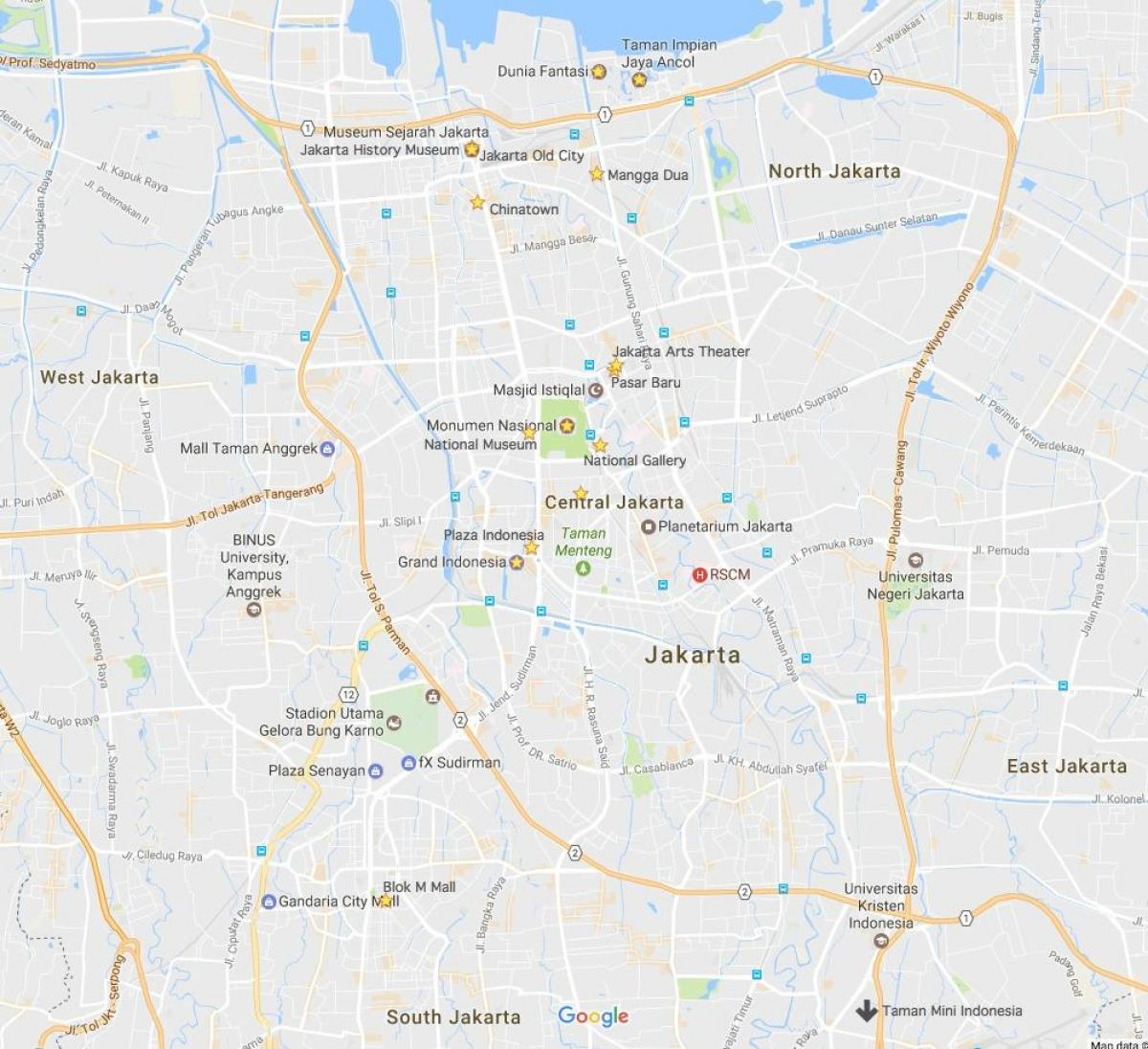 карта на Джакарта нощен живот