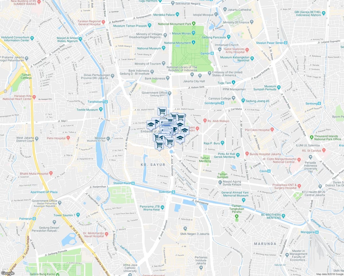 карта на Джакарта Джакарта