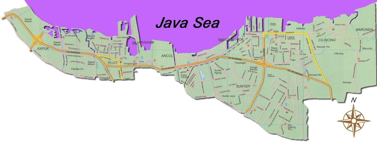 Джакарта утара картата