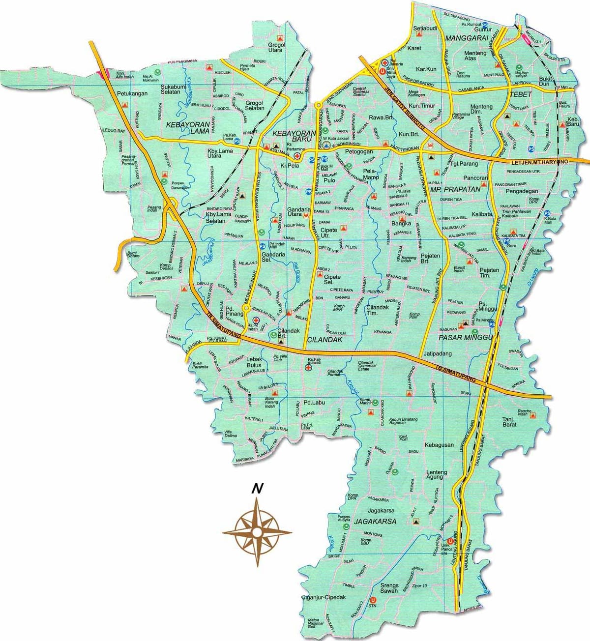 карта Jakarta selatan националния парк