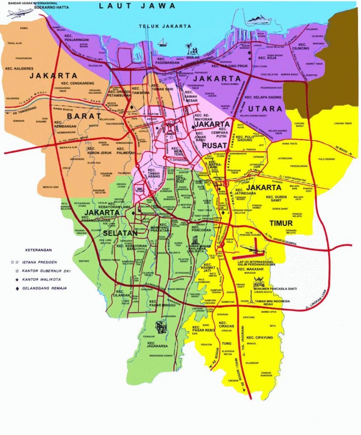 карта на Джакарта забележителности