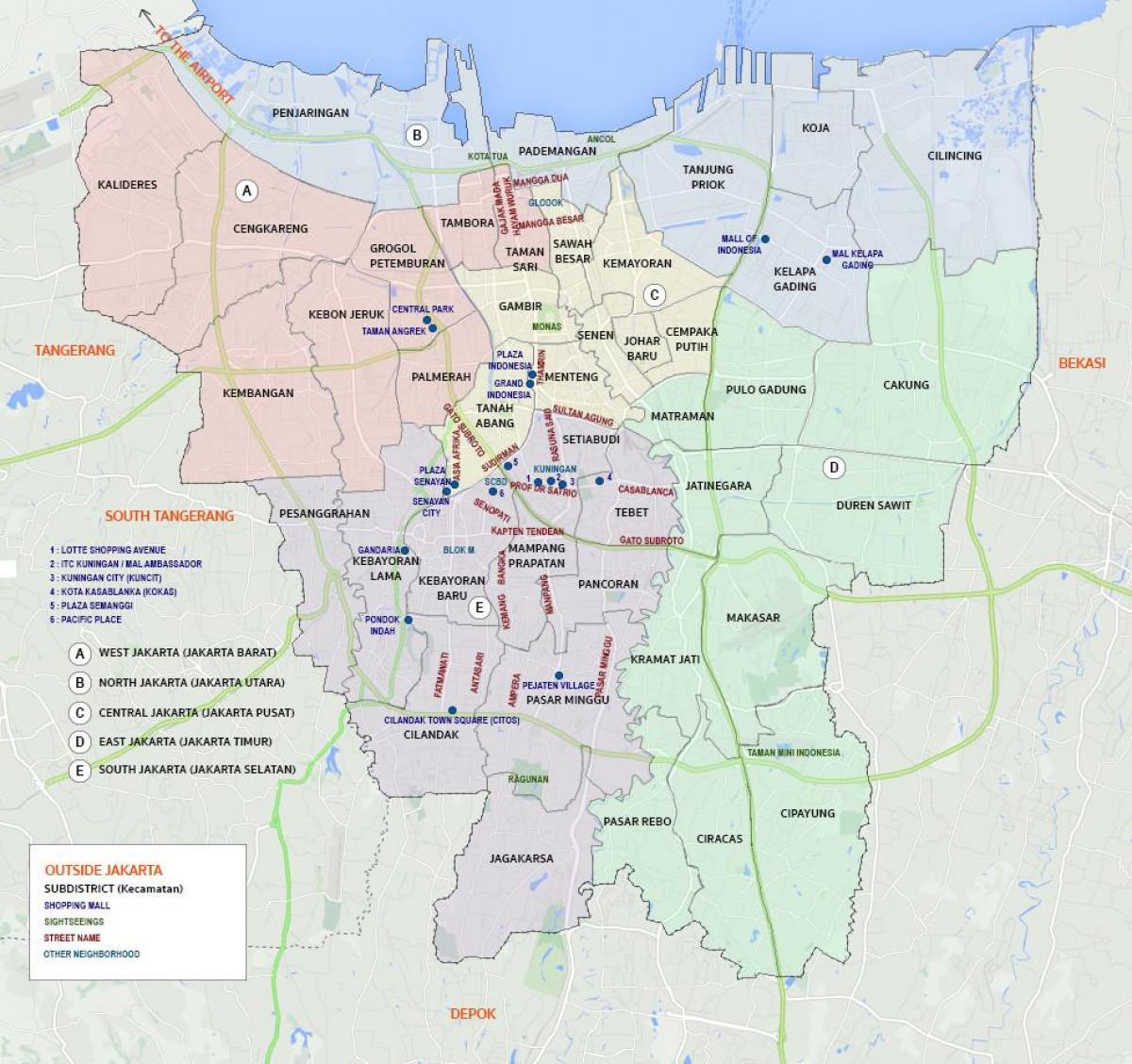 карта на западна Джакарта